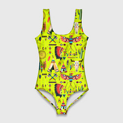 Купальник-боди 3D женский National indian items, цвет: 3D-принт