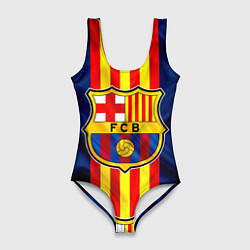 Купальник-боди 3D женский Фк Барселона Лого, цвет: 3D-принт