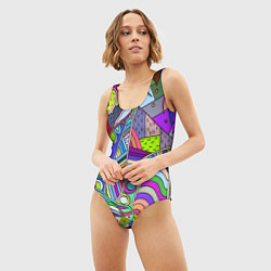 Купальник-боди 3D женский Детский красочный узор, цвет: 3D-принт — фото 2