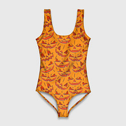 Купальник-боди 3D женский Halloween Pumpkin Pattern, цвет: 3D-принт