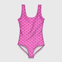 Женский купальник-боди Геометрический современный розовый однотонный узор
