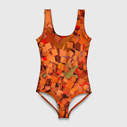 Женский купальник-боди Оранжевые кубы в абстракции