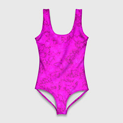 Женский купальник-боди Розовый яркий неоновый узор с мраморной текстурой