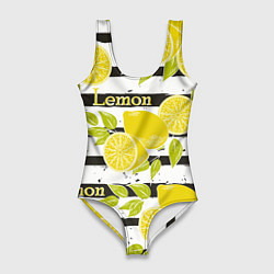 Женский купальник-боди Лимон на чёрно-белом фоне