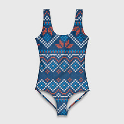 Женский купальник-боди Зимний вязанный стиль