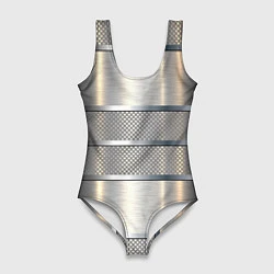 Купальник-боди 3D женский Металлические полосы - текстура алюминия, цвет: 3D-принт