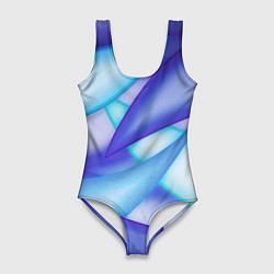 Купальник-боди 3D женский Синие разводы, цвет: 3D-принт
