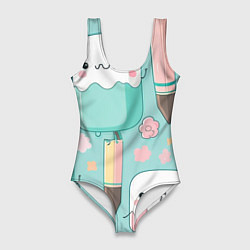 Женский купальник-боди Милые предметы с лицами