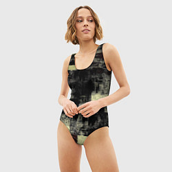 Купальник-боди 3D женский Жёлтый абстракт, цвет: 3D-принт — фото 2