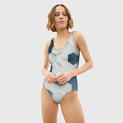 Купальник-боди 3D женский Геометрические шестиугольники, цвет: 3D-принт — фото 2