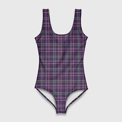Женский купальник-боди Джентльмены Шотландка темно-фиолетовая