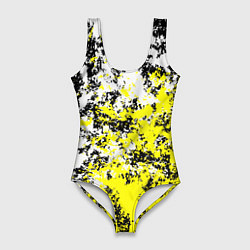 Женский купальник-боди Белая и жёлтая краска