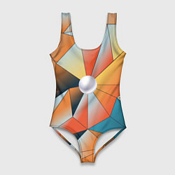 Женский купальник-боди Жемчужина - градиент из полигональных треугольнико