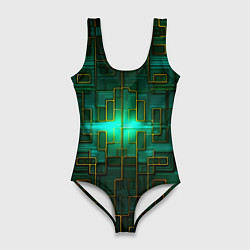 Женский купальник-боди Тёмно-зелёная электросхема