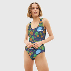 Купальник-боди 3D женский Ночной лес, цвет: 3D-принт — фото 2