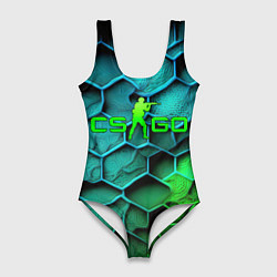 Купальник-боди 3D женский CS GO green blue, цвет: 3D-принт