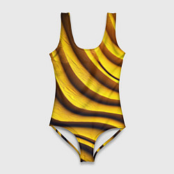Женский купальник-боди Желтые абстрактные полосы