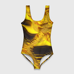 Купальник-боди 3D женский Желтая объемная текстура, цвет: 3D-принт