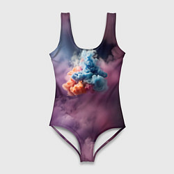 Купальник-боди 3D женский Разноцветный клуб дыма, цвет: 3D-принт