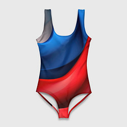 Купальник-боди 3D женский Объемная абстракция в цветах флага РФ, цвет: 3D-принт