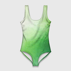 Купальник-боди 3D женский Зелёные пиксели, цвет: 3D-принт