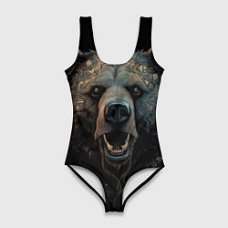 Женский купальник-боди Мощный медведь