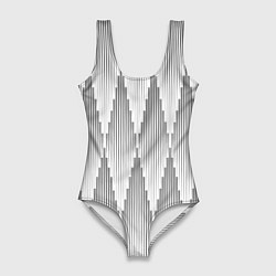Купальник-боди 3D женский Серые длинные ромбы, цвет: 3D-принт