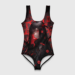 Женский купальник-боди Anime girl - black and red