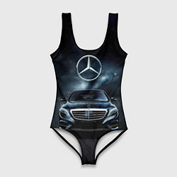 Купальник-боди 3D женский Mercedes Benz black, цвет: 3D-принт
