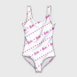 Купальник-боди 3D женский Барби паттерн - логотип и сердечки, цвет: 3D-принт