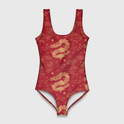 Купальник-боди 3D женский The chinese dragon pattern, цвет: 3D-принт