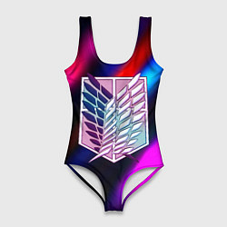 Купальник-боди 3D женский Attack on Titan stripes neon, цвет: 3D-принт