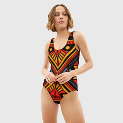 Купальник-боди 3D женский Геометрический узор в африканском стиле, цвет: 3D-принт — фото 2