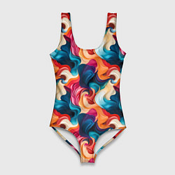 Женский купальник-боди Паттерн абстрактные разноцветные волны