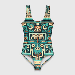 Женский купальник-боди Абстрактный паттерн в ацтекском стиле