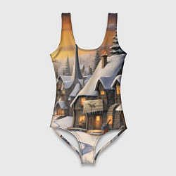 Купальник-боди 3D женский Необыкновенные приключения под новый год, цвет: 3D-принт