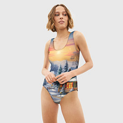 Купальник-боди 3D женский Зимнее волшебство, цвет: 3D-принт — фото 2