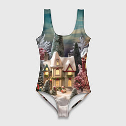 Женский купальник-боди Снежное сияние ночи