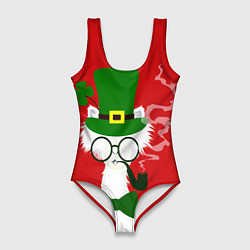 Женский купальник-боди Лама - альпака в день Патрика