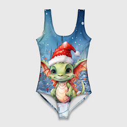 Женский купальник-боди Дракон зимний праздник