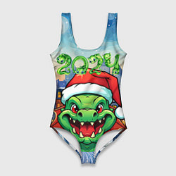 Купальник-боди 3D женский Дракон зимние забавы, цвет: 3D-принт