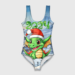 Женский купальник-боди Милый зеленый дракончик 2024