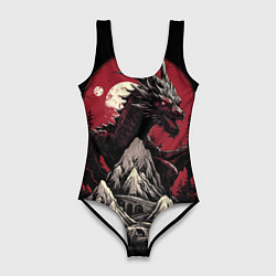 Женский купальник-боди Дракон серебристого снега