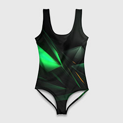 Женский купальник-боди Зеленая геометрическая абстракция