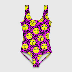 Женский купальник-боди Smiley face on violet