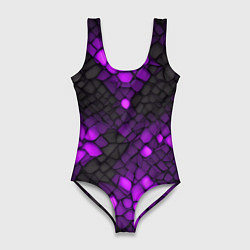 Купальник-боди 3D женский Фиолетовый трескающийся камень, цвет: 3D-принт