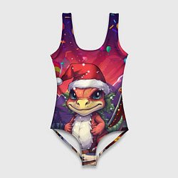 Женский купальник-боди Маленький новогодний милый дракон 2024