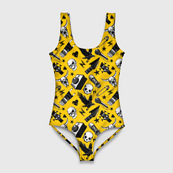 Женский купальник-боди Музыкальный рокенрольный узор