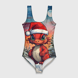Купальник-боди 3D женский Маленький красный дракон, цвет: 3D-принт