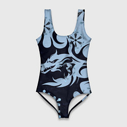 Купальник-боди 3D женский Дракон со снежинками, цвет: 3D-принт